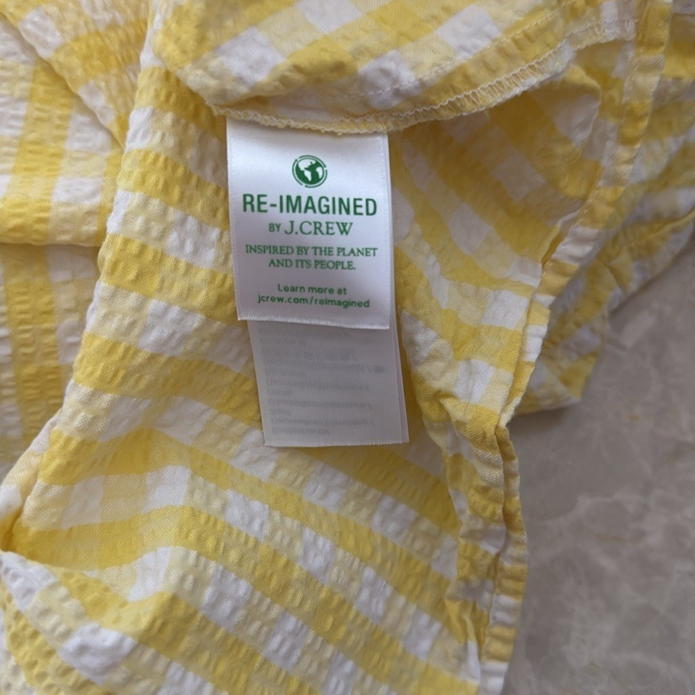 Crewcuts J.Crew Girls Yellow Gingham Seersucker Puff Sleeve Dress Size 14 - Picture 6 of 8